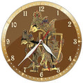 Gold Round Wall Clock 12 inch – Silent Quartz | Indonesian Wayang Art, Living Room Decor
