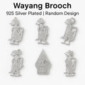 Wayang Silver Plated Brooch, Indonesian Ethnic Pin, Handmade Brass Cultural Jewelry, Unique for Her