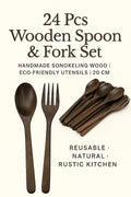 Handmade Wooden Spoon and Fork Set – Rustic Sonokeling Wood Cutlery, Eco-Friendly Utensils Bundle