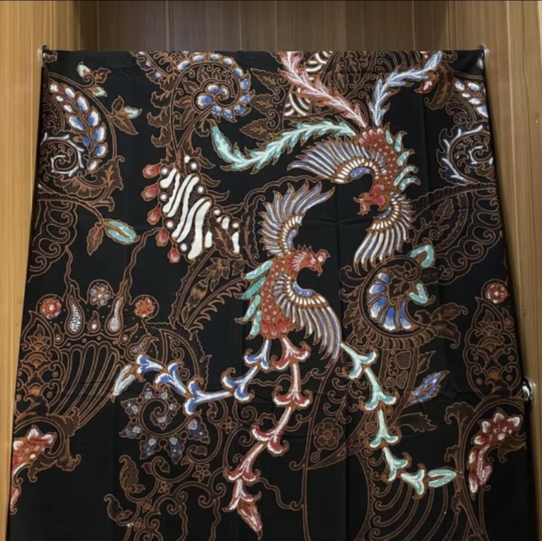 Hand-Stamped Batik Fabric Pekalongan - - Indonesian Cotton Textile Large Size 205x110cm - Unique Limited Motif