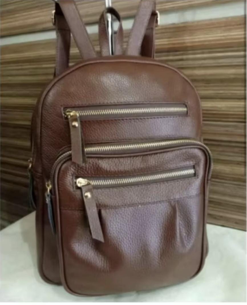 Convertible Leather Backpack Purse – Genuine Cowhide, Multi-Pocket Daypack, Travel Work Bag, Gift for Her