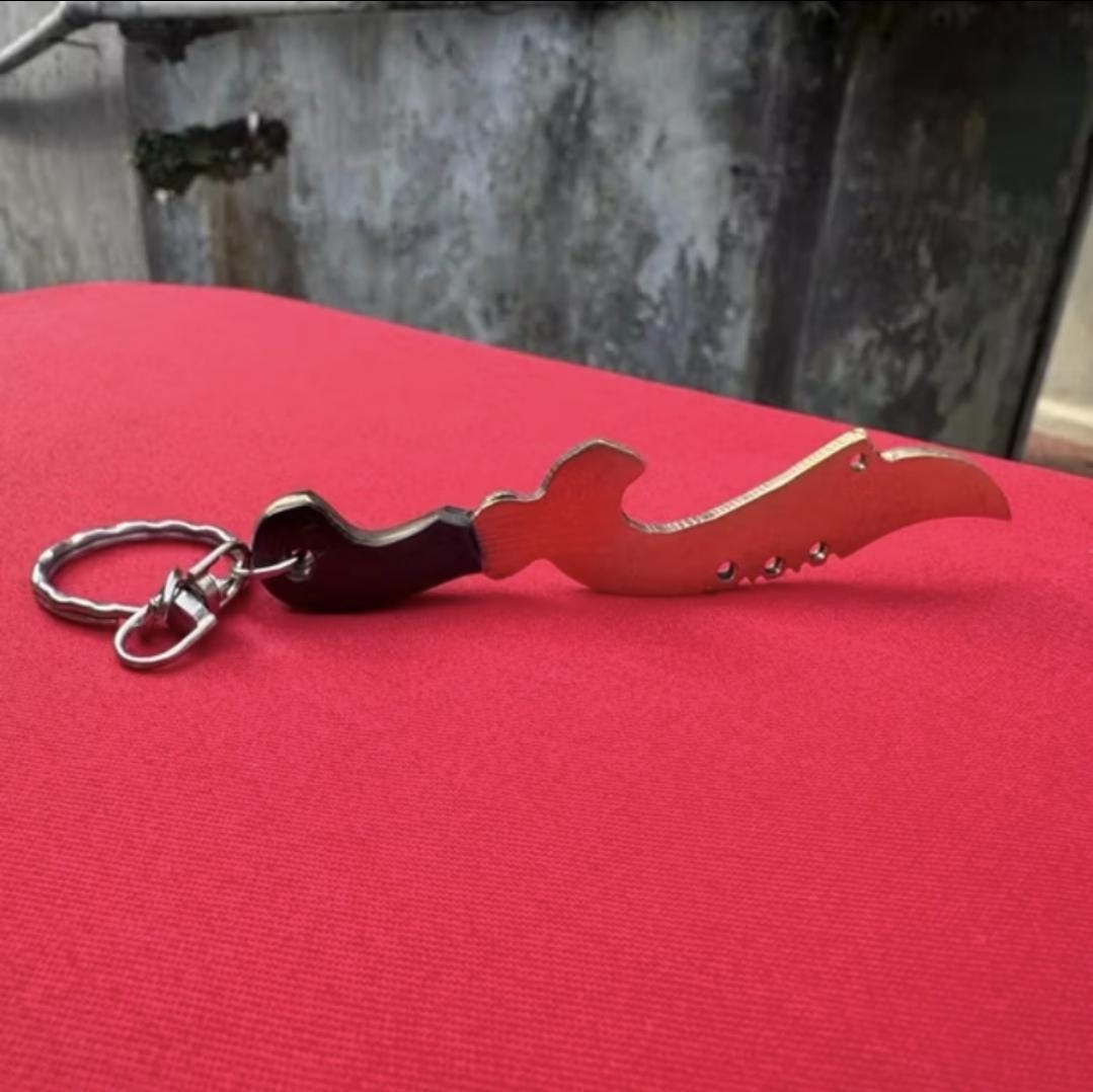 Kris Dagger Teak Wood & Brass Keychain, Handmade Ethnic Indonesian Accessory, Cultural Unique Souvenir Gift