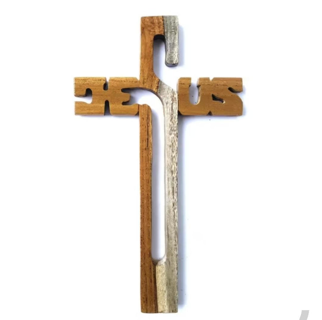 Handmade Wooden Cross Wall Decor, Teak Wood Crucifix, Christian Necklace, Religious Gift Home & Faith