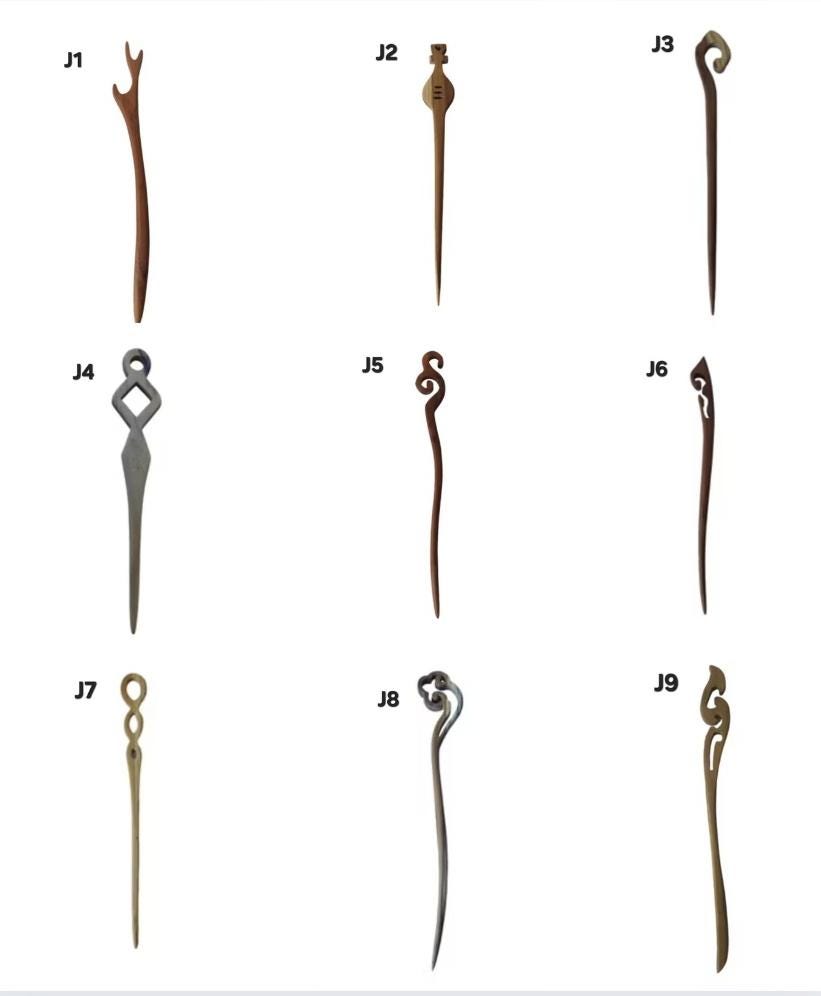 Handmade Teak Wood Hair Sticks – Indonesian Bun Pins, Natural Wooden Hair Accessories Set