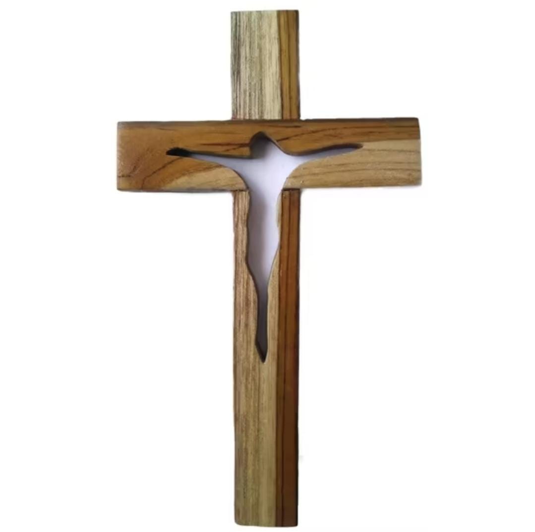Handmade Wooden Cross Wall Decor, Teak Wood Crucifix, Christian Necklace, Religious Gift Home & Faith