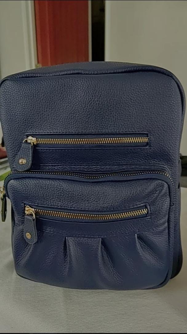 Convertible Leather Backpack Purse – Genuine Cowhide, Multi-Pocket Daypack, Travel Work Bag, Gift for Her