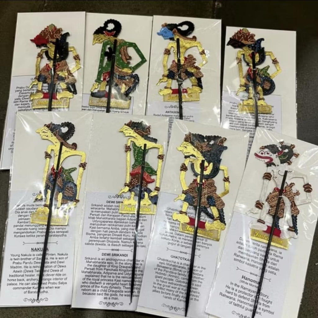 Mini Leather Wayang Puppets Set | Indonesian Shadow Puppets Cultural Home Decor Handmade