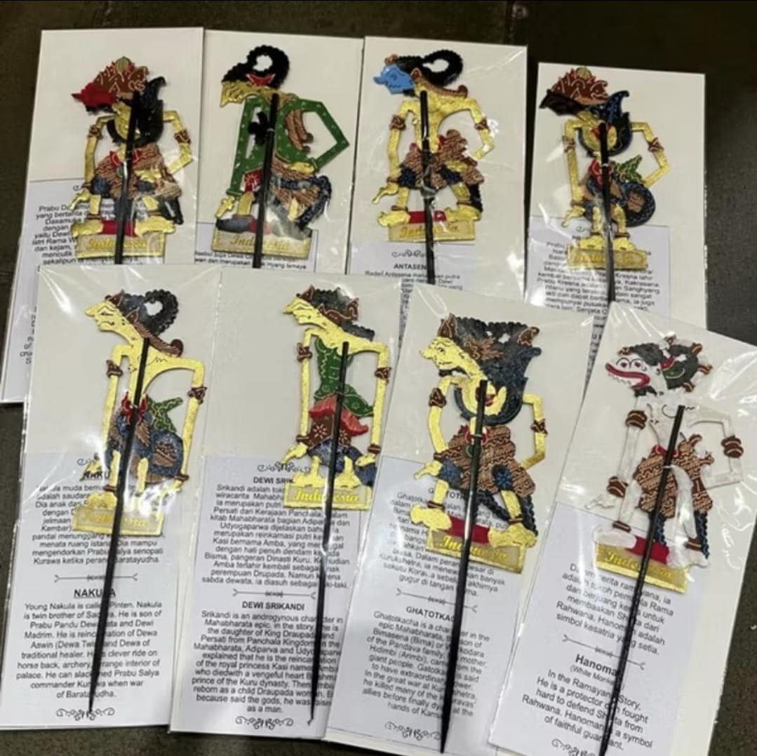 Mini Leather Wayang Puppets Set | Indonesian Shadow Puppets Cultural Home Decor Handmade