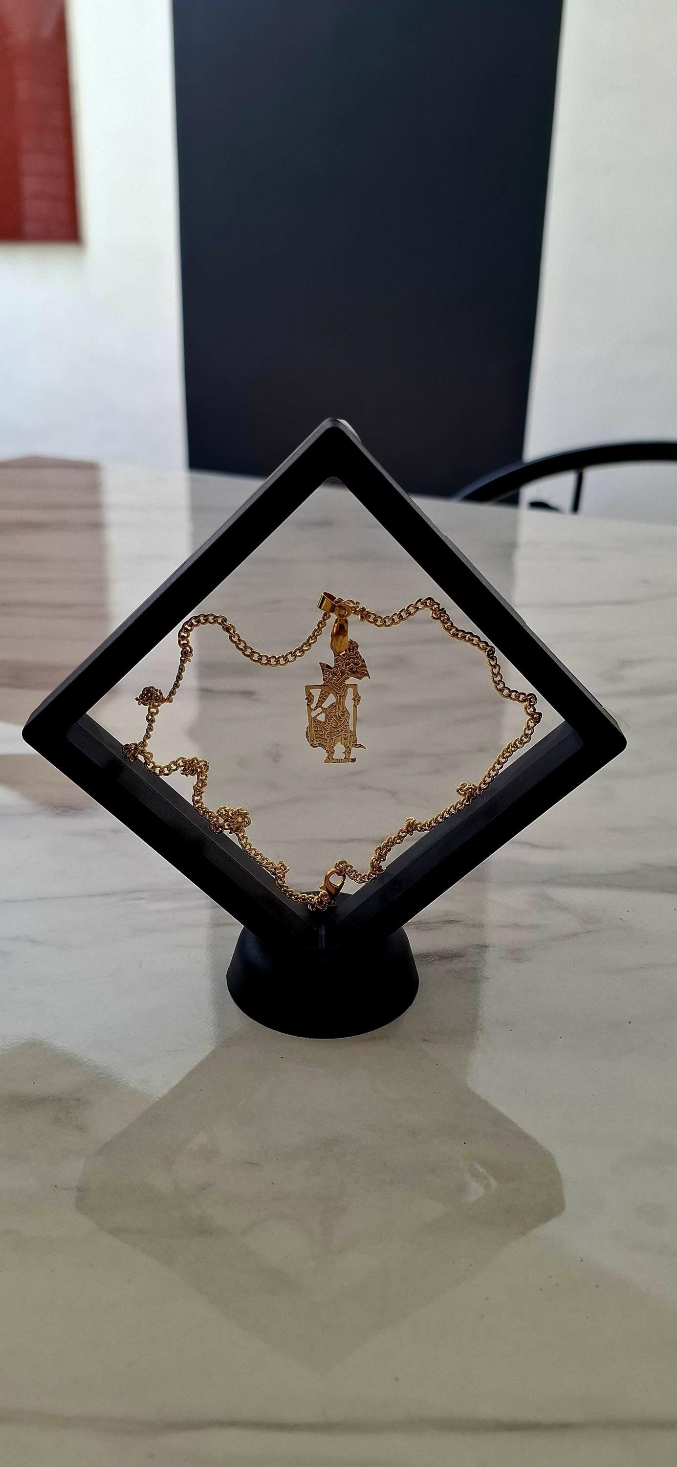 Handmade Ethnic Wayang Pendant Necklace, 18K Plated Cultural Jewelry, Boho Statement Necklace for Gift