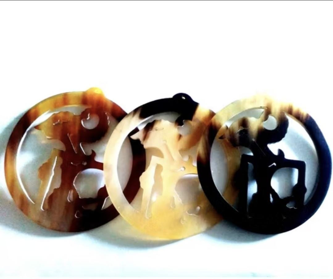 Buffalo Horn Wayang Pendant | Balinese Leak Carving | Handmade Indonesian Ethnic Charm | Pendant Only
