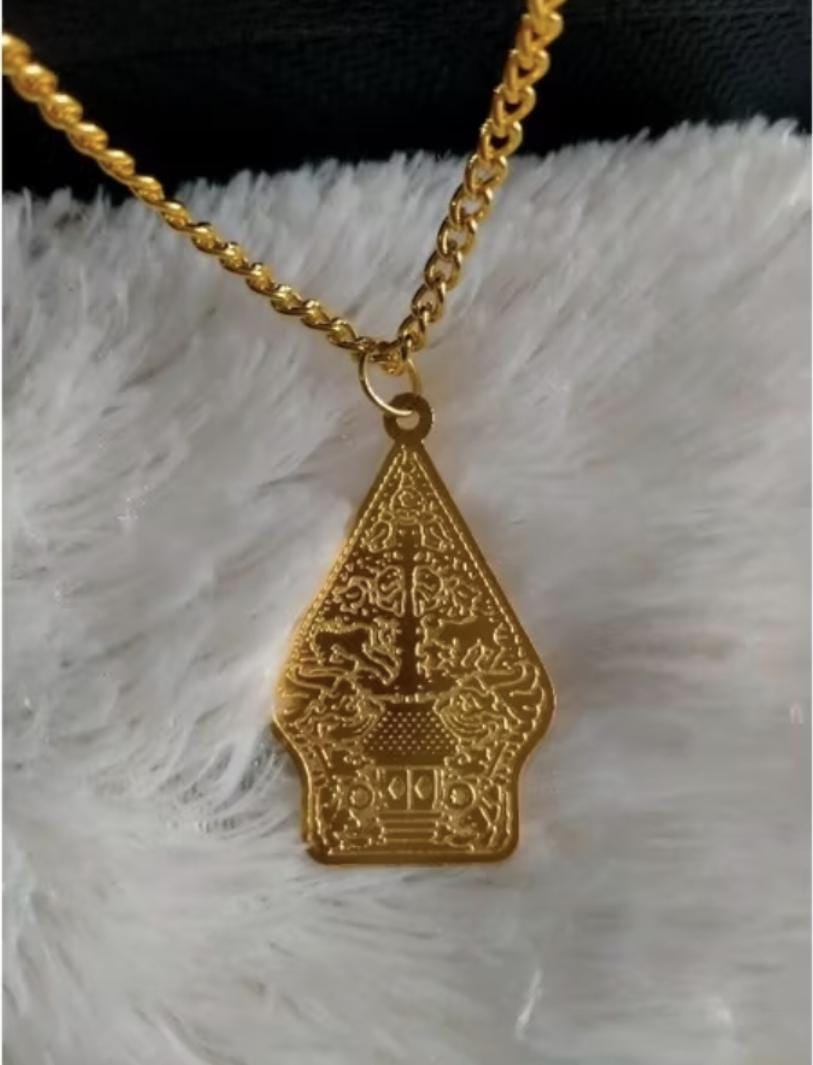 Handmade Ethnic Wayang Pendant Necklace, 18K Plated Cultural Jewelry, Boho Statement Necklace for Gift