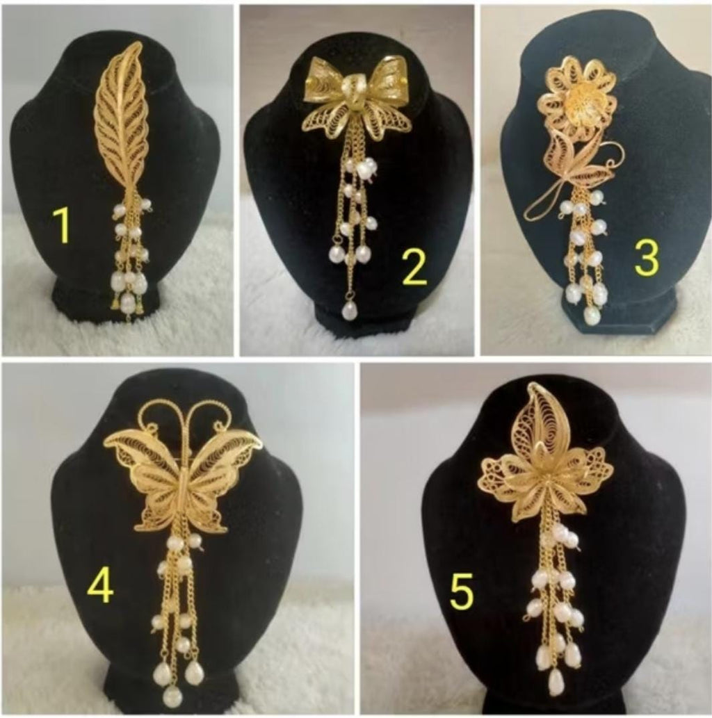 Gold Plated Filigree Brooch Pearl Tassel – Handmade Indonesian Jewelry Pin, Vintage Wedding & Cultural Gift