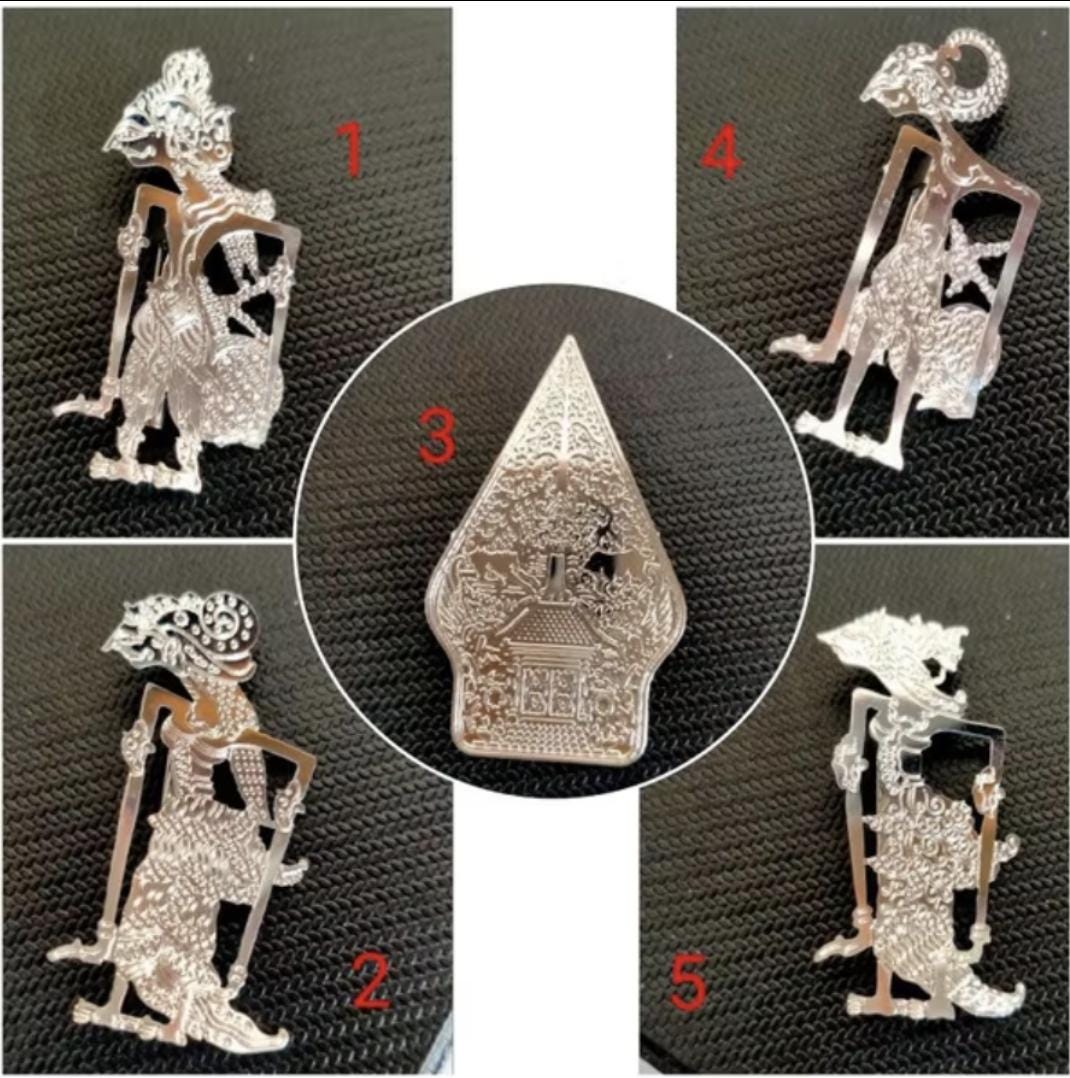 Wayang Silver Plated Brooch, Indonesian Ethnic Pin, Handmade Brass Cultural Jewelry, Unique for Her