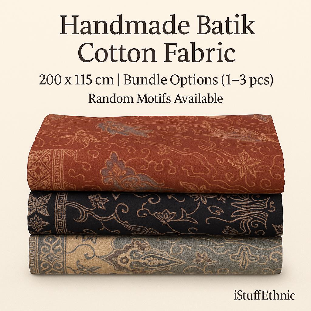 Handmade Indonesian Batik Fabric – 200x115 cm Cotton Material – Traditional Javanese Pattern Cloth