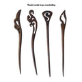 3pcs Indonesian Rosewood Hair Sticks, Handmade Sonokeling Wooden Bun Pins, Unique Carved Accessories Gift