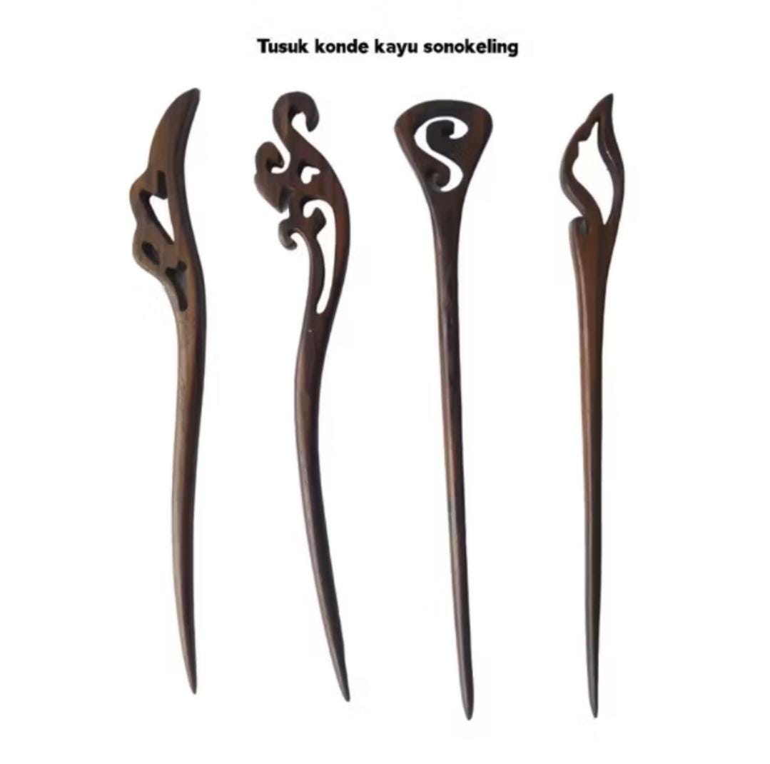 3pcs Indonesian Rosewood Hair Sticks, Handmade Sonokeling Wooden Bun Pins, Unique Carved Accessories Gift