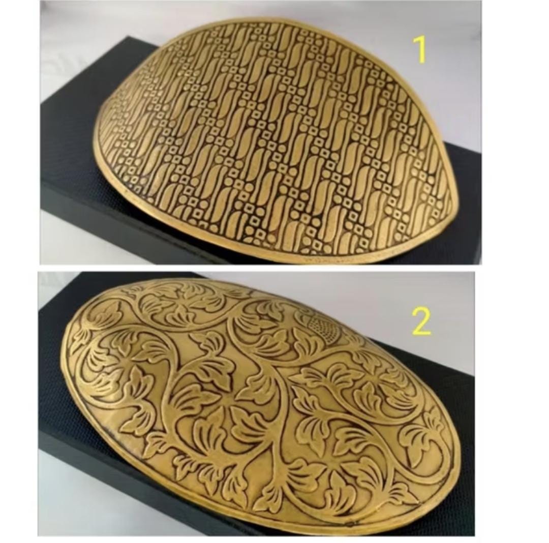 Large Brass Sash Buckle 15-17cm Statement Waist Plate Antique Gold Batik Kebaya Belt Indonesian