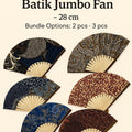 Handmade Jumbo Batik Hand Fan, Traditional Indonesian Fabric, Decorative Ethnic Souvenir, Unique Cultural Gift