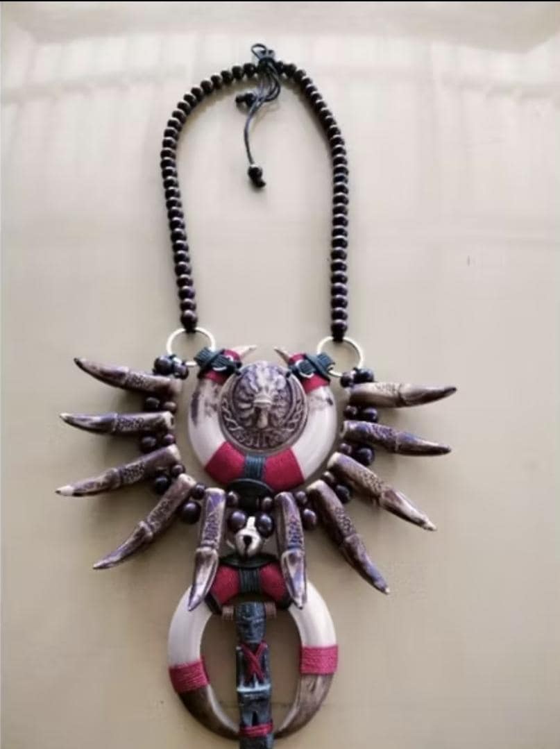 Giant Dayak Tribal Claw Necklace with Skulls | Handmade Boho Gothic Festival Ethnic Statement Jewelry