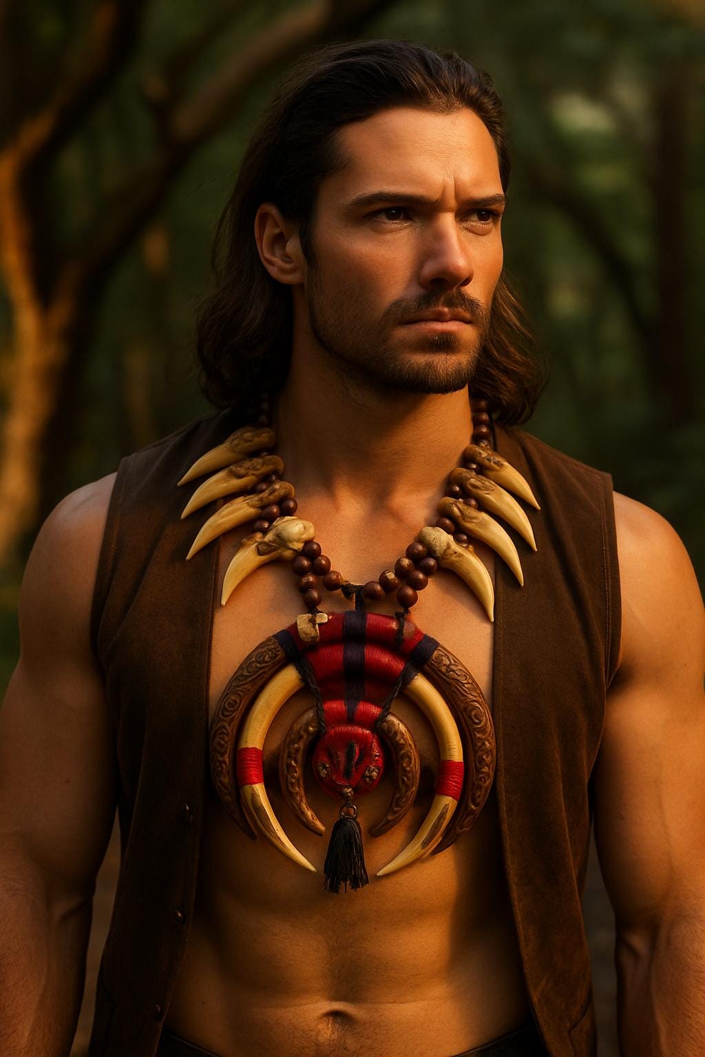 Replica Dayak Tribal Skull Claw Tusk Necklace | XL Boho Festival Jewelry Ethnic Statement Piece