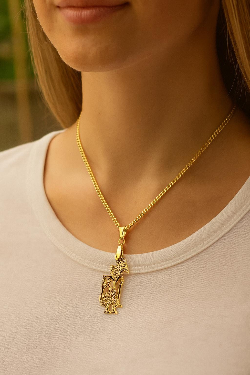 Handmade Ethnic Wayang Pendant Necklace, 18K Plated Cultural Jewelry, Boho Statement Necklace for Gift