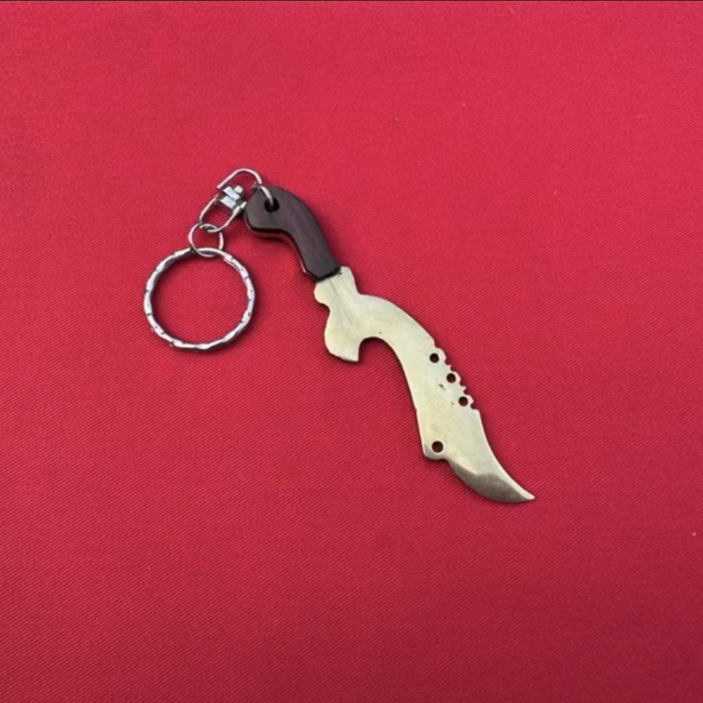 Kris Dagger Teak Wood & Brass Keychain, Handmade Ethnic Indonesian Accessory, Cultural Unique Souvenir Gift
