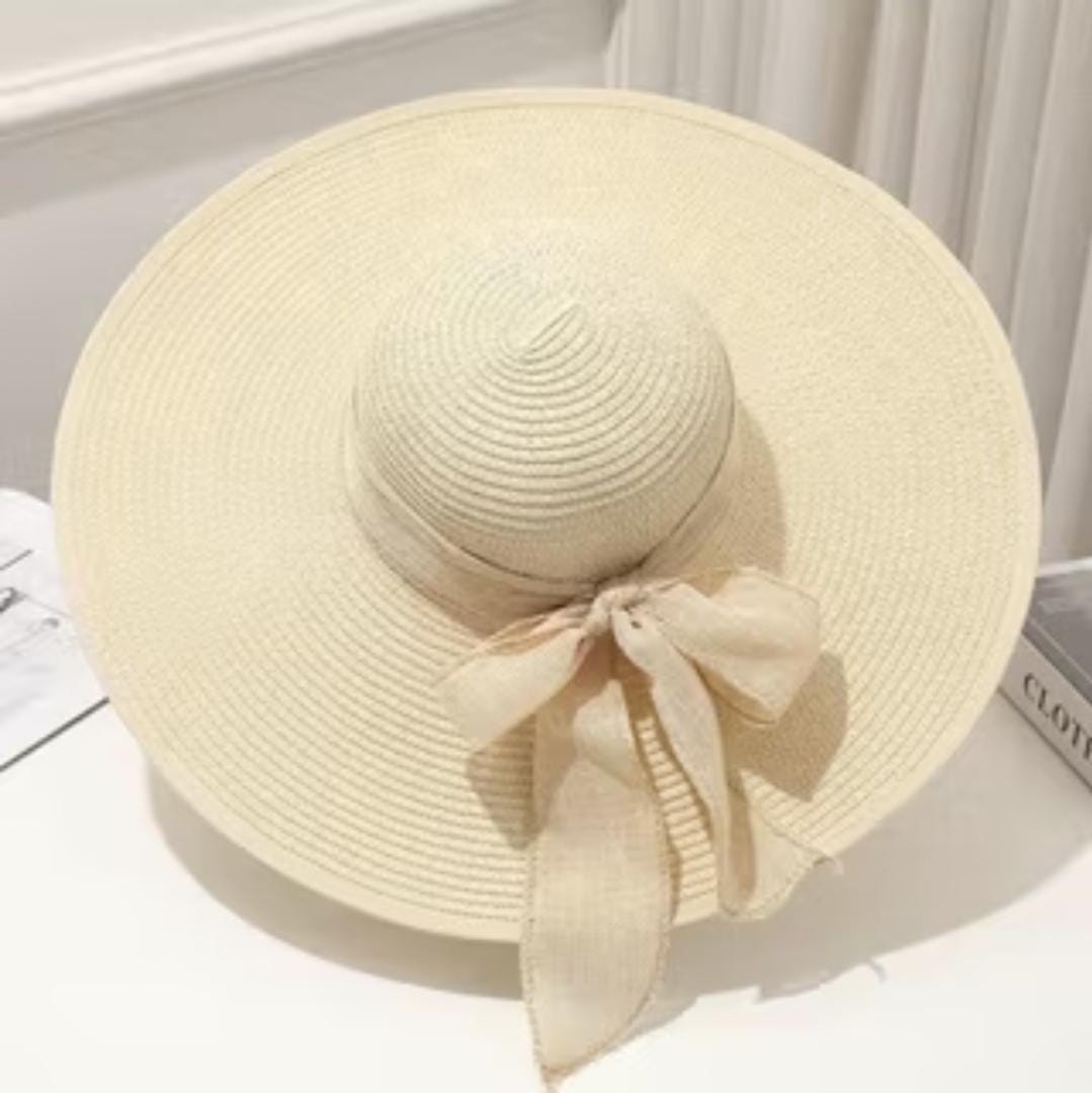 Packable Wide Brim Straw Sun Hat for Women – Foldable Beach, Travel Floppy Summer Hat