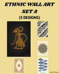 Ethnic Wall Art Set A – Wayang, Mandala, Batik Prints | Cultural Digital Download, Boho Home Decor