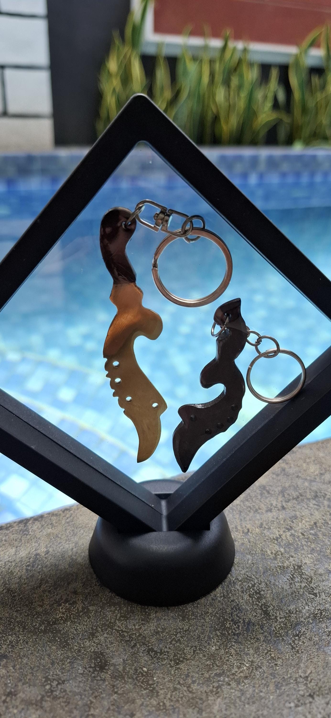 Kris Dagger Teak Wood & Brass Keychain, Handmade Ethnic Indonesian Accessory, Cultural Unique Souvenir Gift