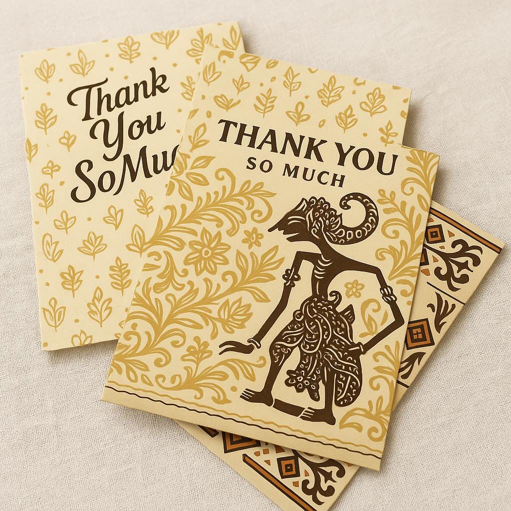 Thank You Card Bundle | Printable A6 Cards | Ethnic Indonesian Design | Digital Download (PDF + PNG)