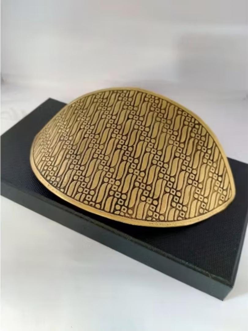 Large Brass Sash Buckle 15-17cm Statement Waist Plate Antique Gold Batik Kebaya Belt Indonesian