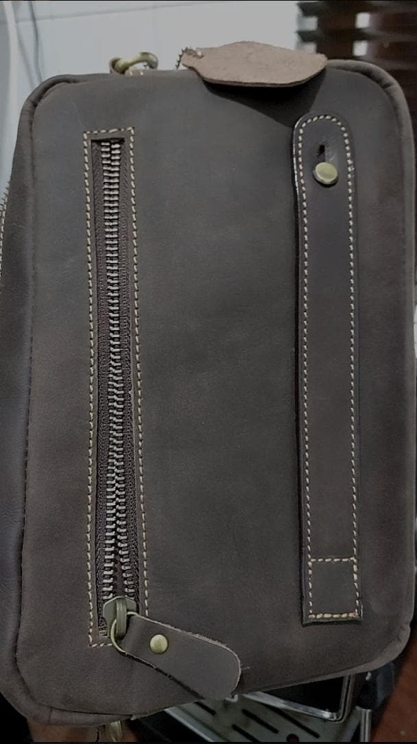 Personalized Leather Wristlet Crossbody, Full-Grain, YKK Zip, Suede Lined, Detachable Strap, Handmade Monogram