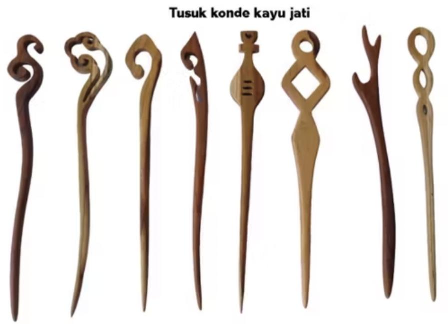 Handmade Teak Wood Hair Sticks – Indonesian Bun Pins, Natural Wooden Hair Accessories Set
