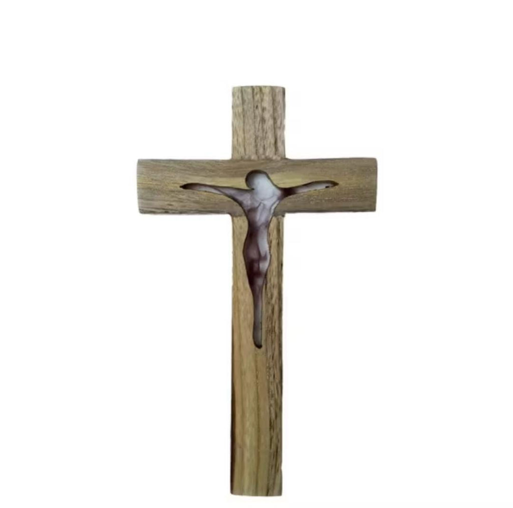 Handmade Wooden Cross Wall Decor, Teak Wood Crucifix, Christian Necklace, Religious Gift Home & Faith