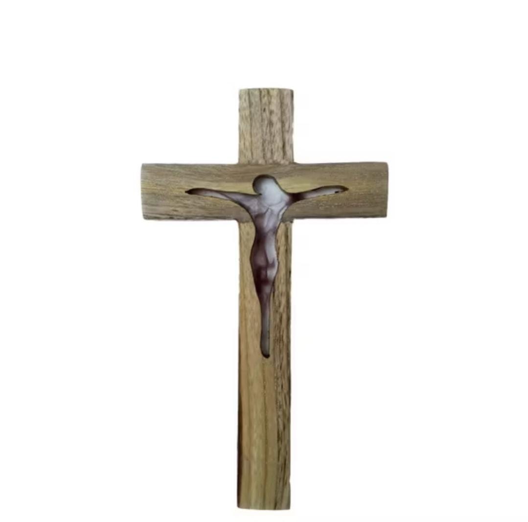 Handmade Wooden Cross Wall Decor, Teak Wood Crucifix, Christian Necklace, Religious Gift Home & Faith