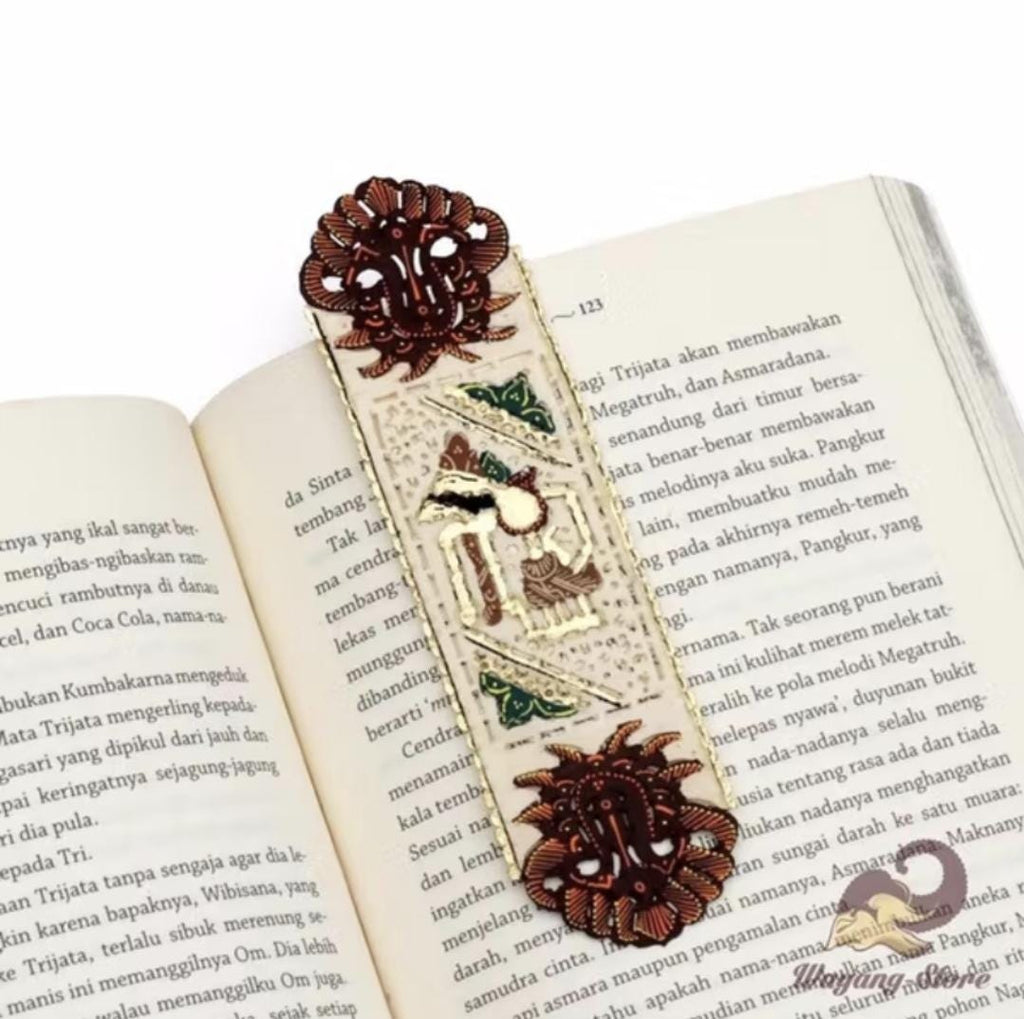 Handmade Leather Wayang Bookmark, Indonesian Shadow Puppet, Cultural Gift, Unique Ethnic Reading Accessory