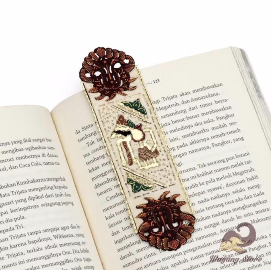 Handmade Leather Wayang Bookmark, Indonesian Shadow Puppet, Cultural Gift, Unique Ethnic Reading Accessory