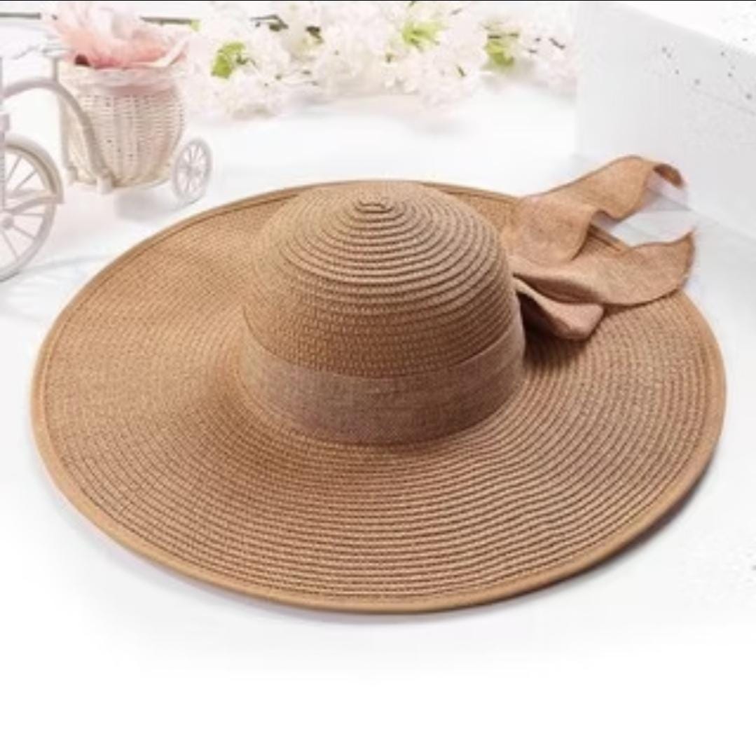 Packable Wide Brim Straw Sun Hat for Women – Foldable Beach, Travel Floppy Summer Hat