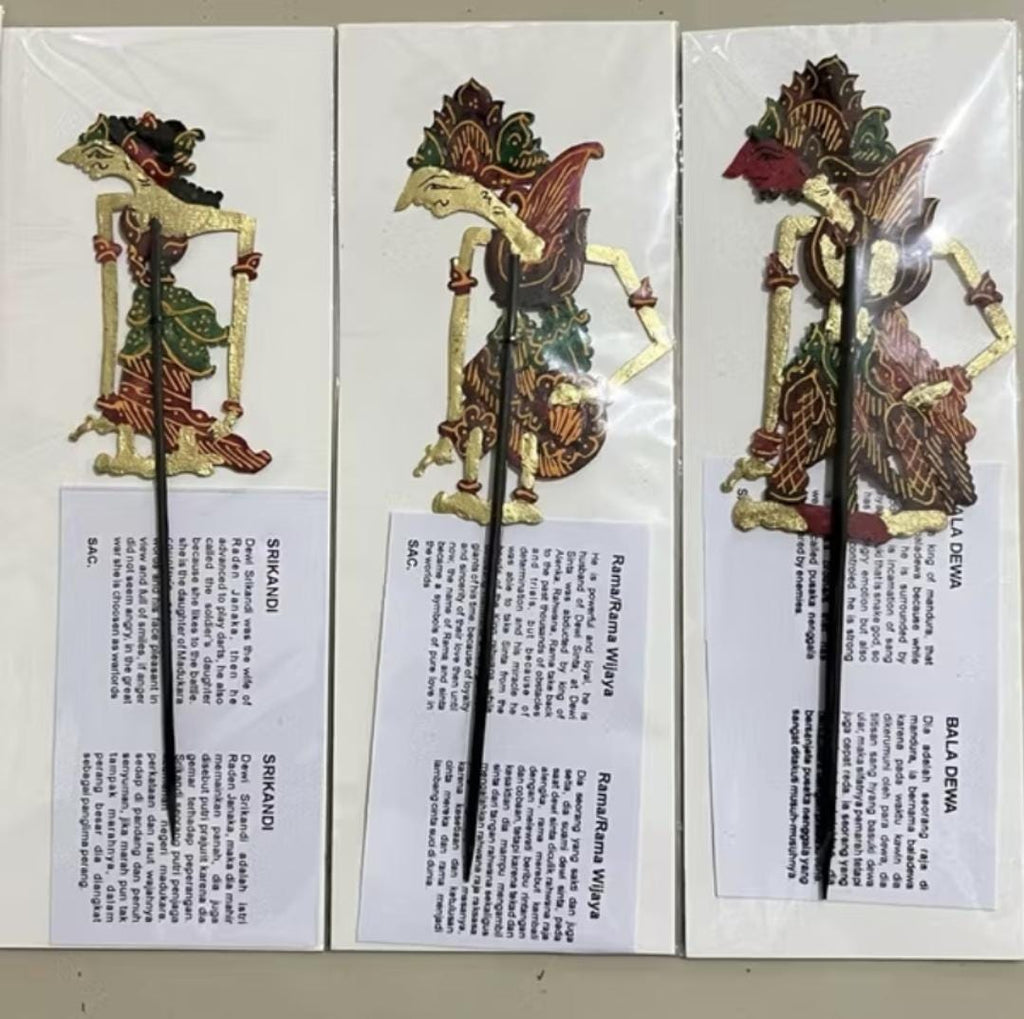 Mini Leather Wayang Puppets Set | Indonesian Shadow Puppets Cultural Home Decor Handmade