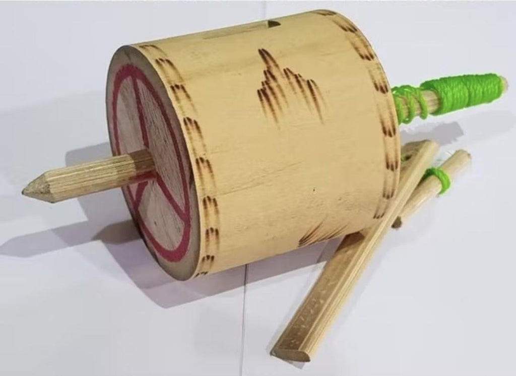 Traditional Bamboo Spinning Tops Set | Handmade Wooden Gasing Toy Cultural Gift Indonesia