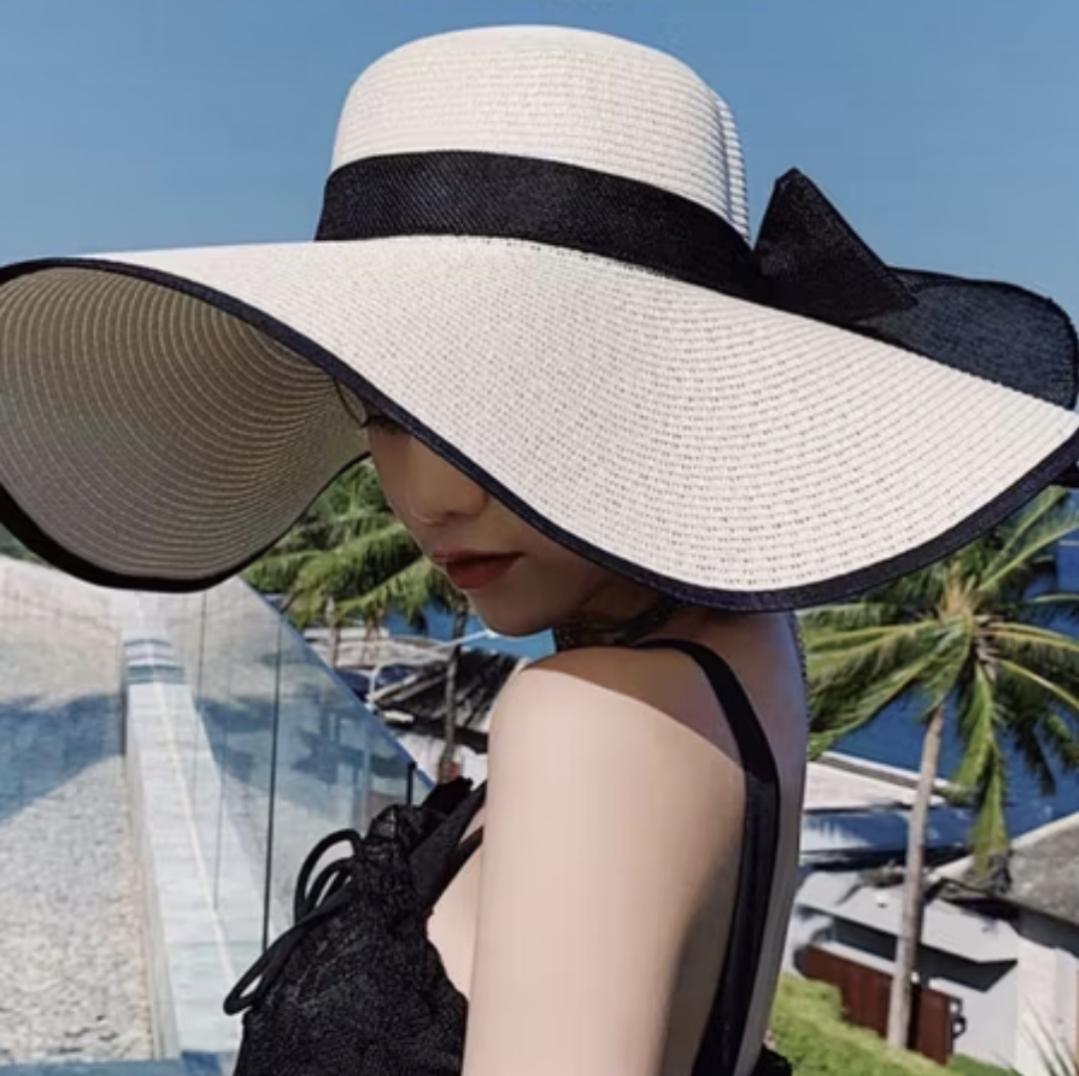 Packable Wide Brim Straw Sun Hat for Women – Foldable Beach, Travel Floppy Summer Hat