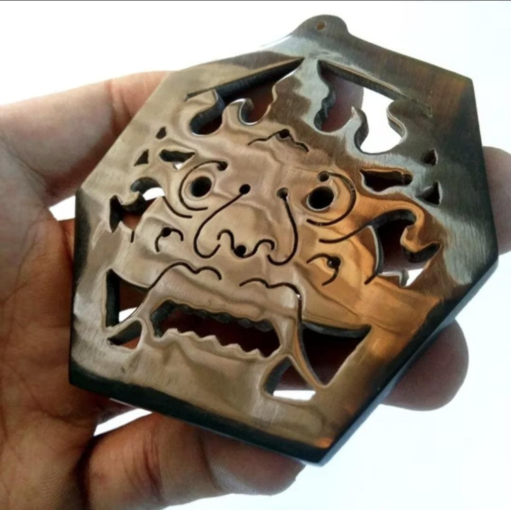 Buffalo Horn Wayang Pendant | Balinese Leak Carving | Handmade Indonesian Ethnic Charm | Pendant Only
