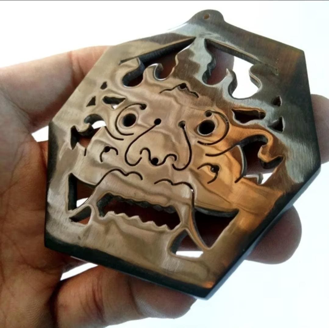 Buffalo Horn Wayang Pendant | Balinese Leak Carving | Handmade Indonesian Ethnic Charm | Pendant Only
