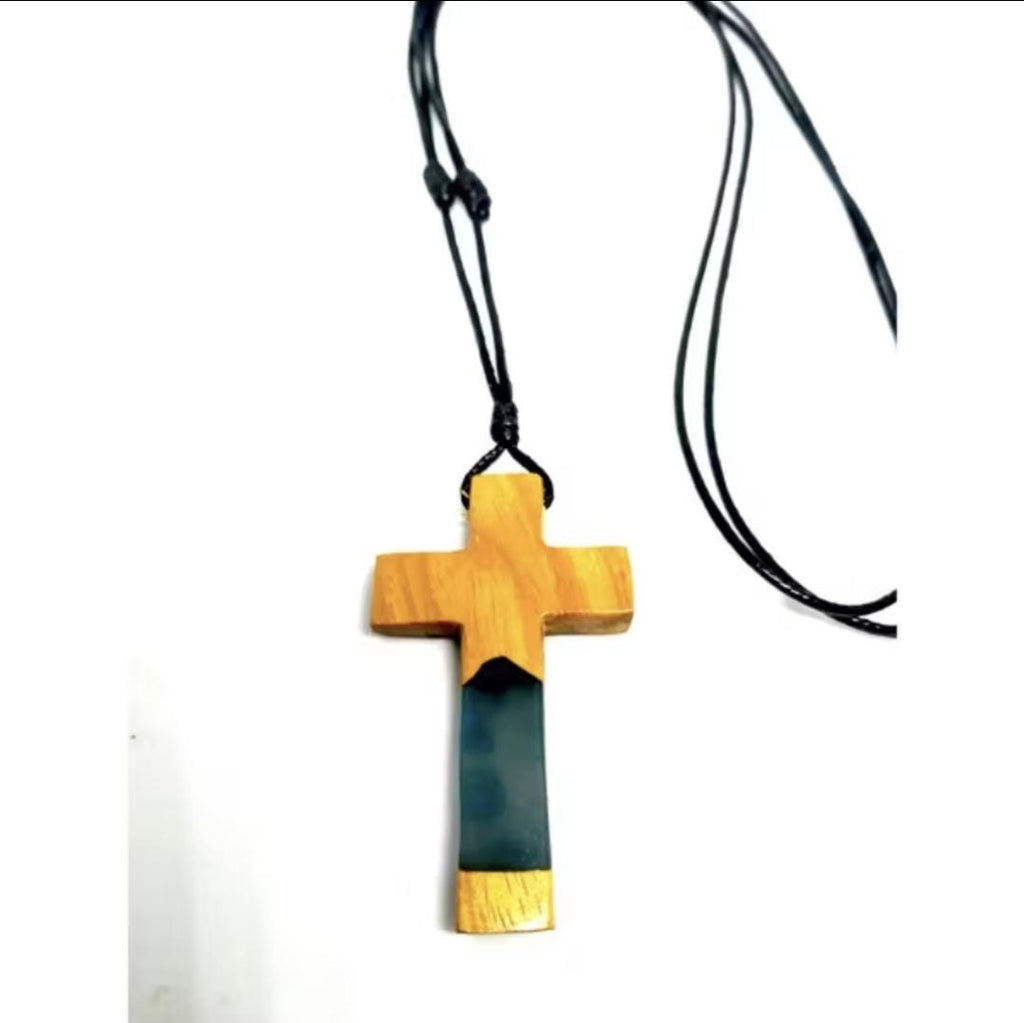 Handmade Wooden Cross Wall Decor, Teak Wood Crucifix, Christian Necklace, Religious Gift Home & Faith