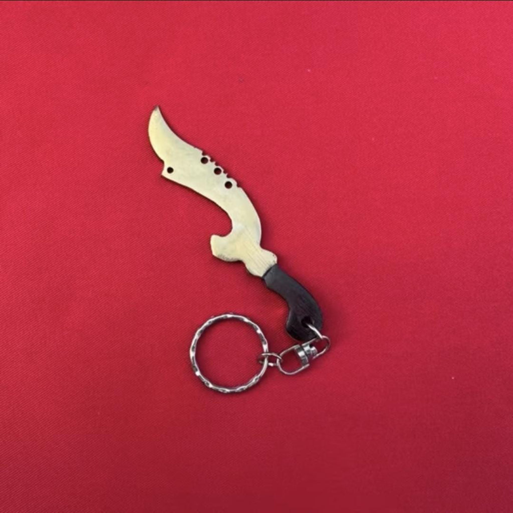 Kris Dagger Teak Wood & Brass Keychain, Handmade Ethnic Indonesian Accessory, Cultural Unique Souvenir Gift