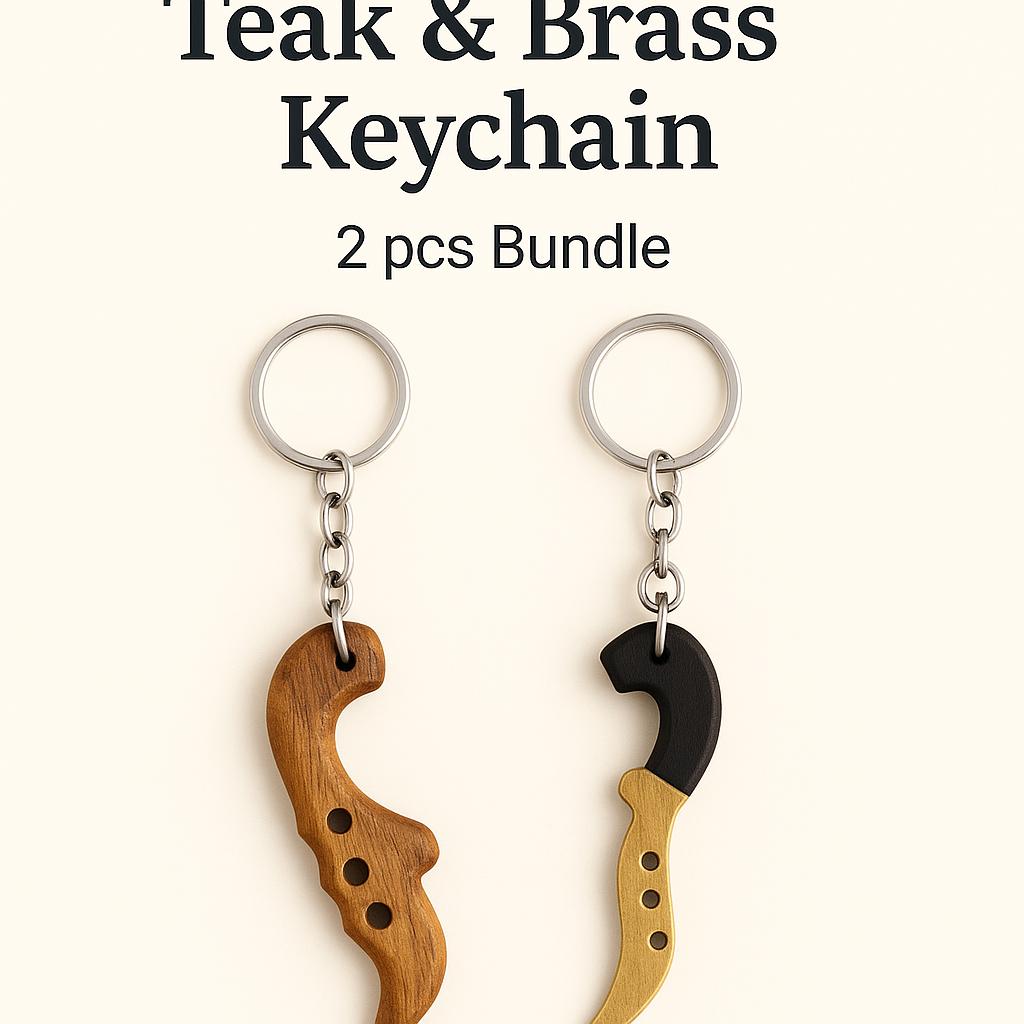 Kris Dagger Teak Wood & Brass Keychain, Handmade Ethnic Indonesian Accessory, Cultural Unique Souvenir Gift