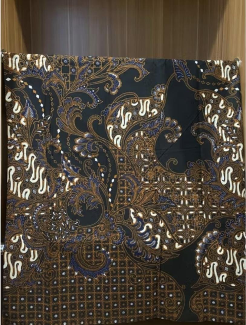 Hand-Stamped Batik Fabric Pekalongan - - Indonesian Cotton Textile Large Size 205x110cm - Unique Limited Motif