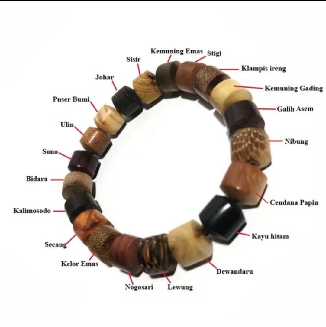 20 Sacred Wood Beads Bracelet – Handmade Indonesian Spiritual Jewelry, Meditation Energy Healing Protection