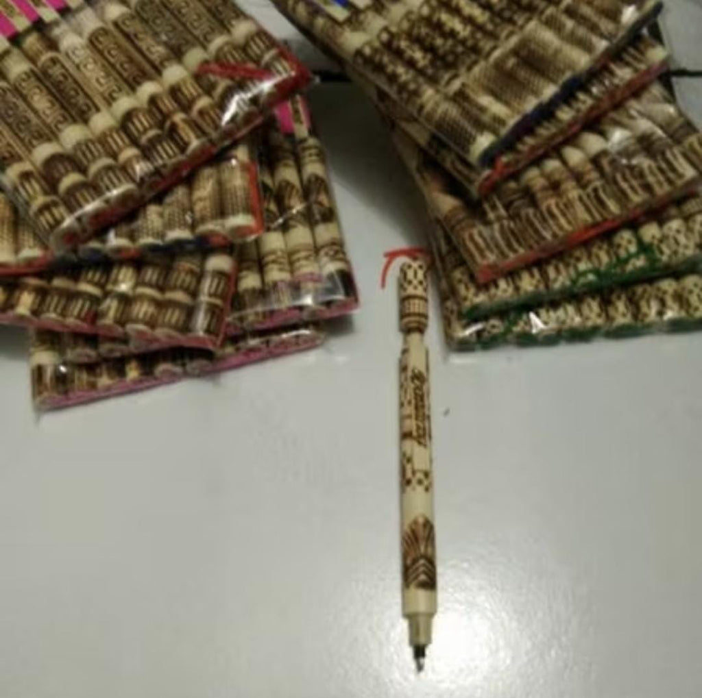 Handmade Bamboo Pens Set – Eco Friendly Indonesian Souvenir, Natural Carved Ballpoint Gift