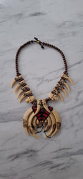Replica Dayak Tribal Skull Claw Tusk Necklace | XL Boho Festival Jewelry Ethnic Statement Piece